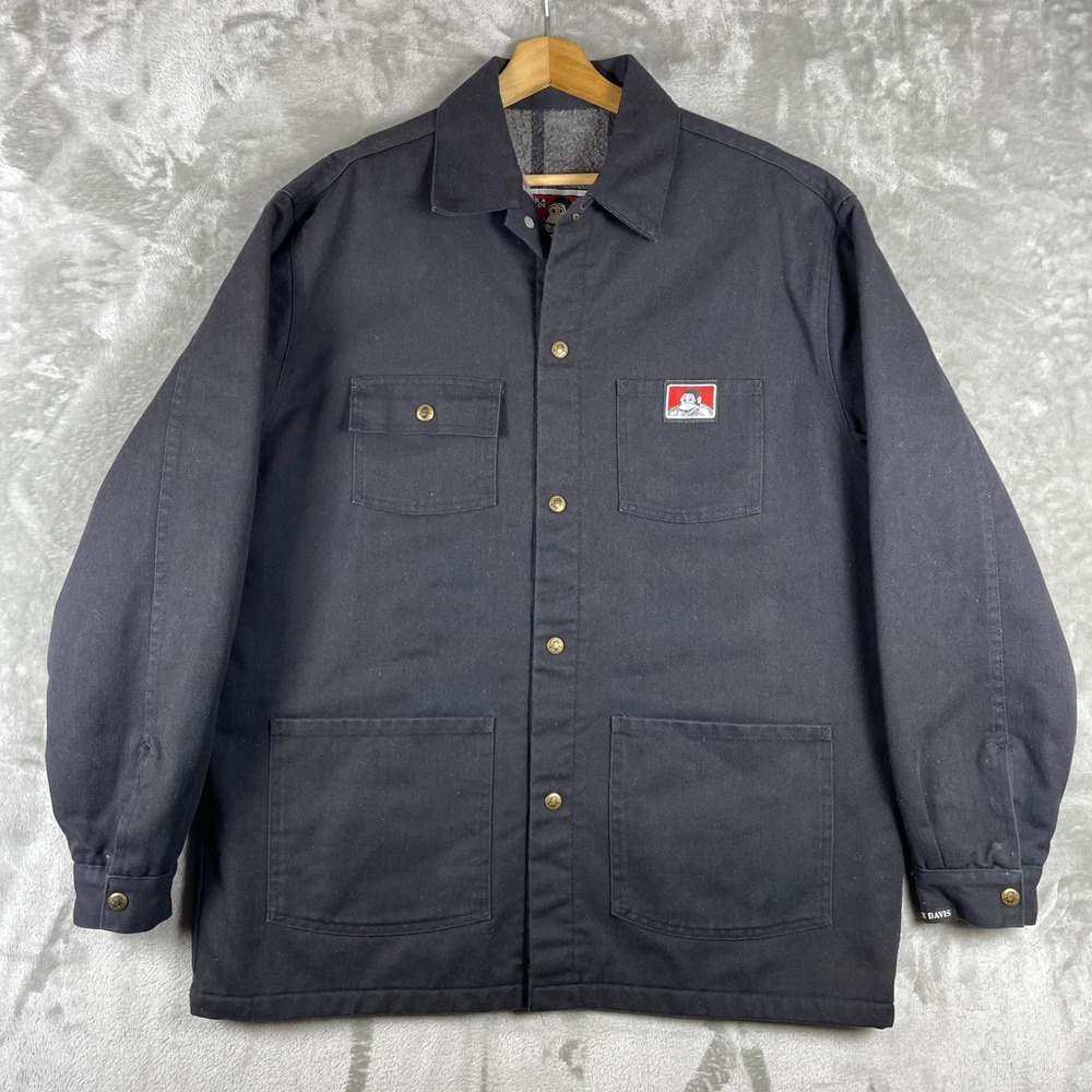 Ben Davis Chore Coat Men XL Black Blanket Lined Work Jacket Canvas Made in USA